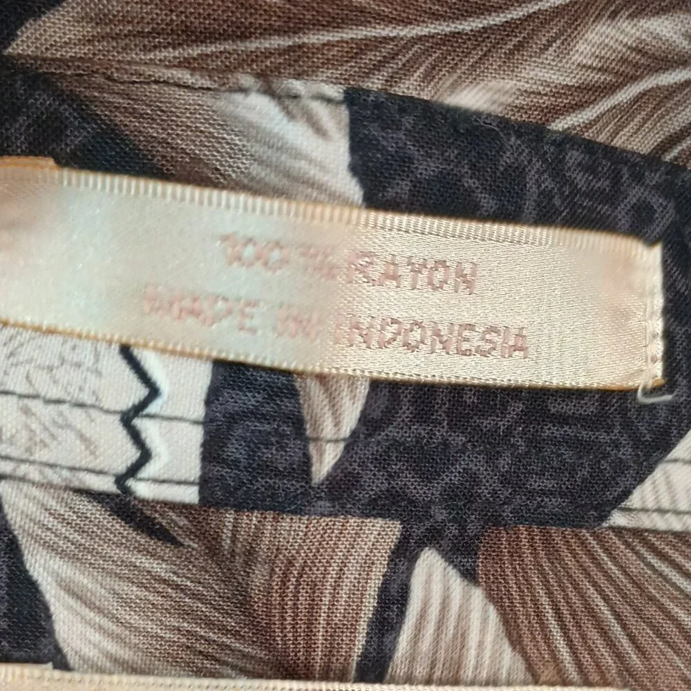 Black & Taupe Hawaiian Print Shirt XL Campia Moda Men's Short Sleeve Button Down